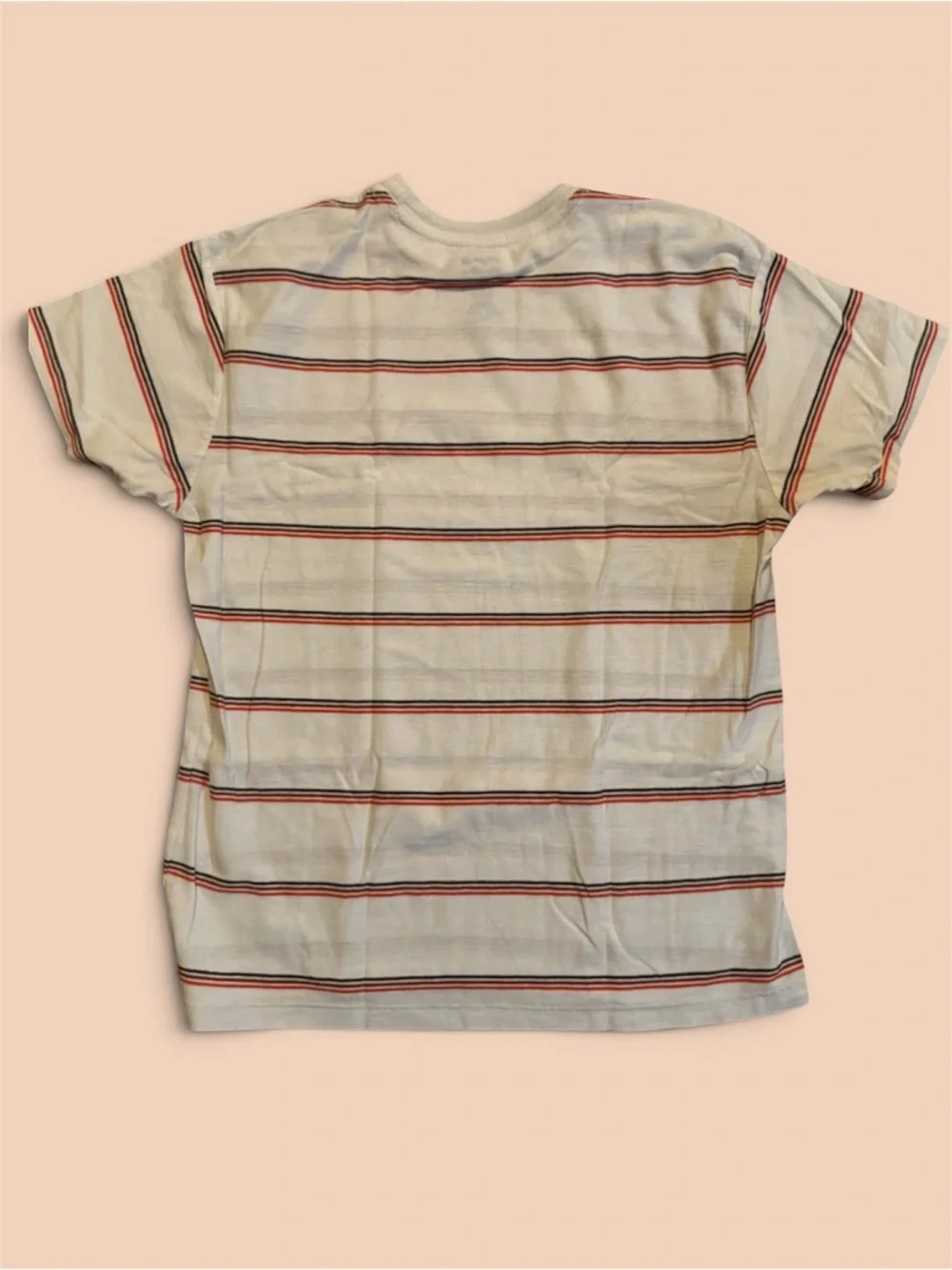 Billabong Cream Black Striped Tee Women’s Small Soft Coastal Casual T-Shirt